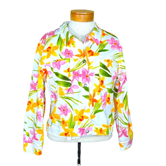 Impulse Women’s Jean Style Floral Jacket & Embellished Shirt Set Petite Medium - Picture 2 of 16